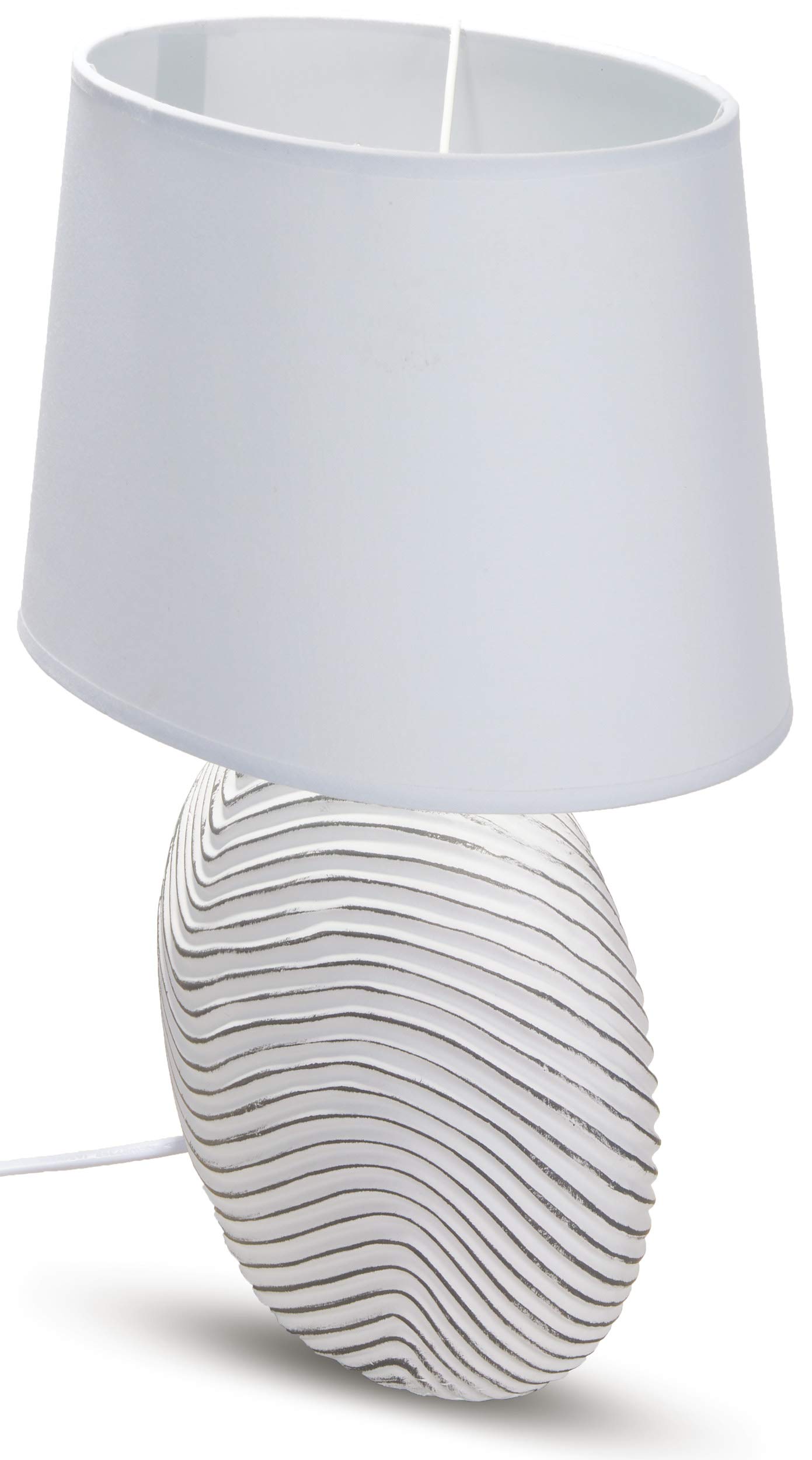 BRUBAKER Juego de 2 lámparas de mesa o de mesilla de noche, color blanco, pie de cerámica en acabado mate bicolor, 38 cm de altura, blanco/gris