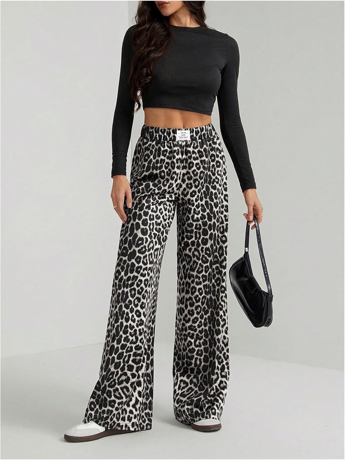 GORGLITTER Women's Leopard Pants Cheetah Print Wide Leg Elastic High Waisted Baggy Sweatpants - Image 6