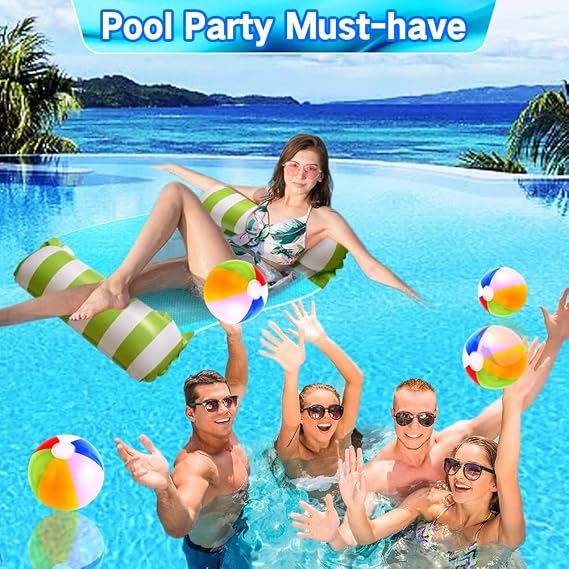 Inflatable Pool Floats Hammock,2/3 Pack 4 in 1 Swimming Pool Water Hammock, Portable Float Lounge Chair Inflatable Pools Tub Beach Summer with Pump for Adults
