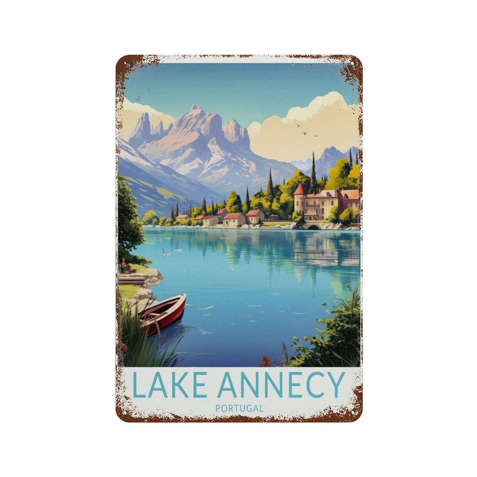 xiaoxiaoshen Lake Annecy Portugal Travel (2) Metal Tin Poster Modern Home Decor Art Home Bar Shop Decorations Vintage Sign 30x20cm