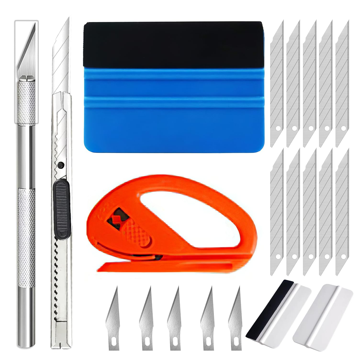 Wallpaper Scraper Tool Kit – All-in-One Car Wrap Scraper Kit with Blade Cutter Tool, Smoother, Felt Squeegee – Perfect for Wallpaper Tools Kit Set, Car Glass Film, and Tool Kit for Car