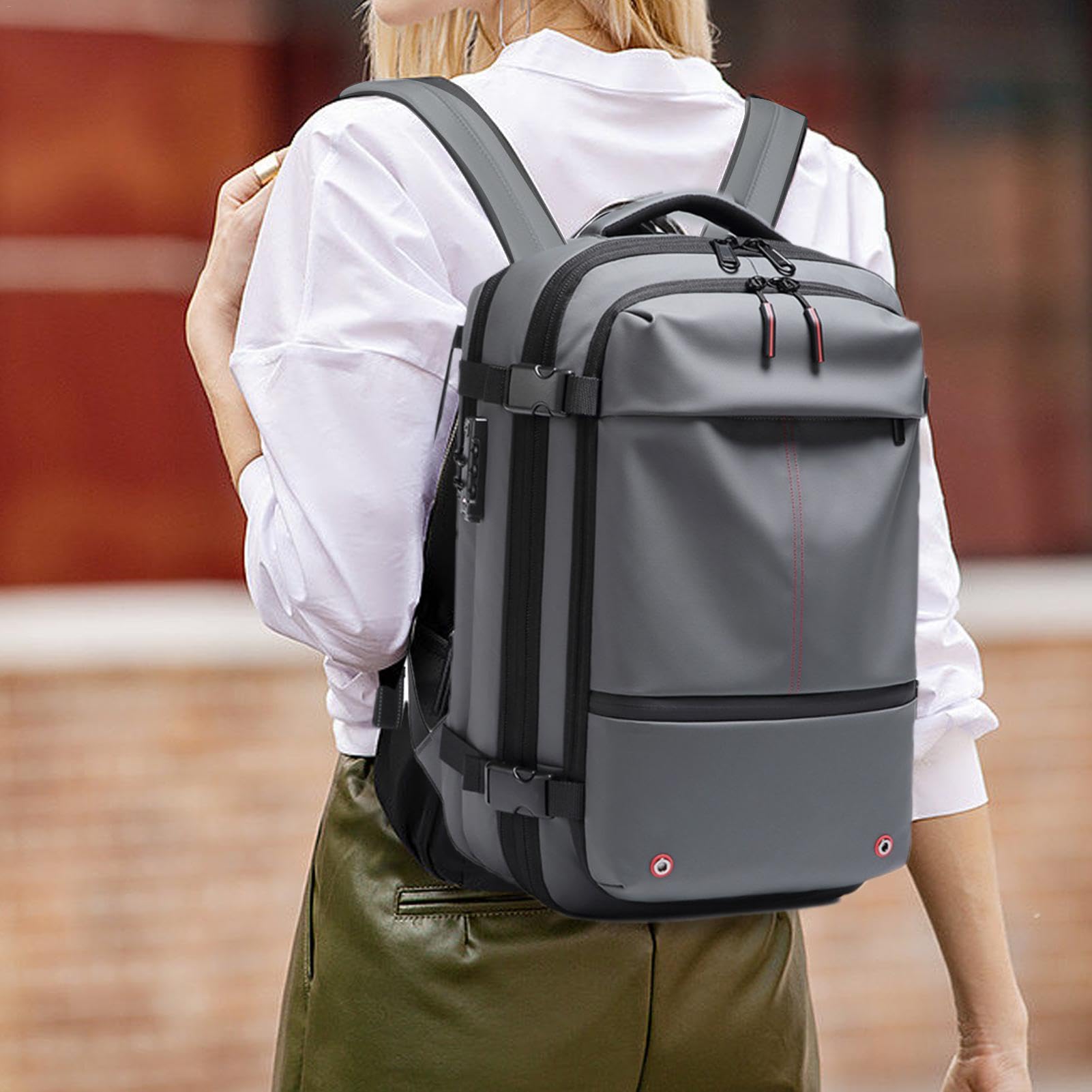 Zaino da viaggio sottovuoto – Airpack 60L espandibile scomparto per computer | imballaggio sottovuoto in tessuto Oxford, zaino airpack con blocco password, impermeabile, separazione secco/naso