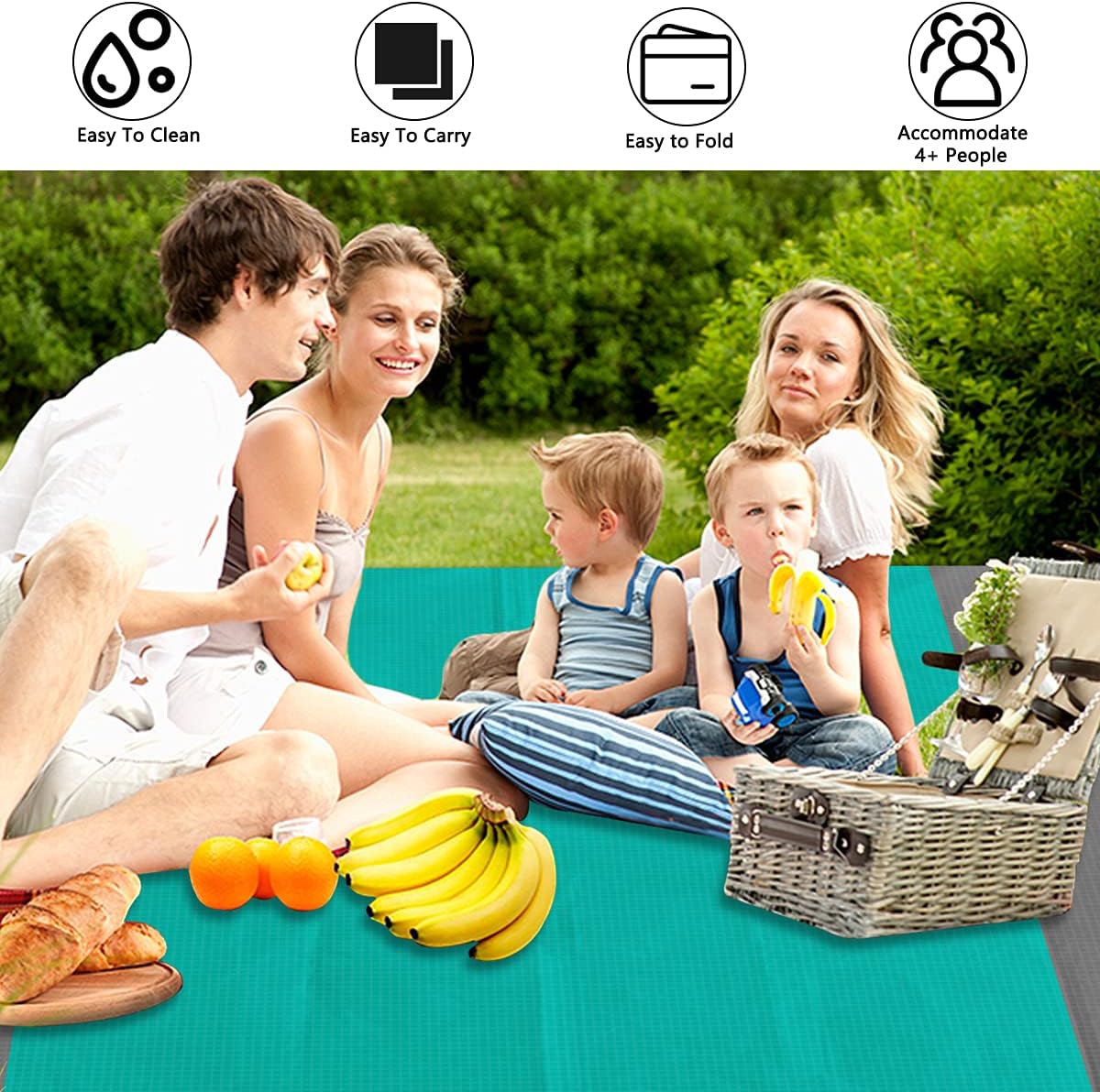 Apfity Beach Blanket Sandproof, 83''×79'' Waterproof Beach Blankets, Lightweight Picnic Beach Mat for 4-7 Adults, Sand Free Blanket for Outdoor Travel, Camping, Hiking