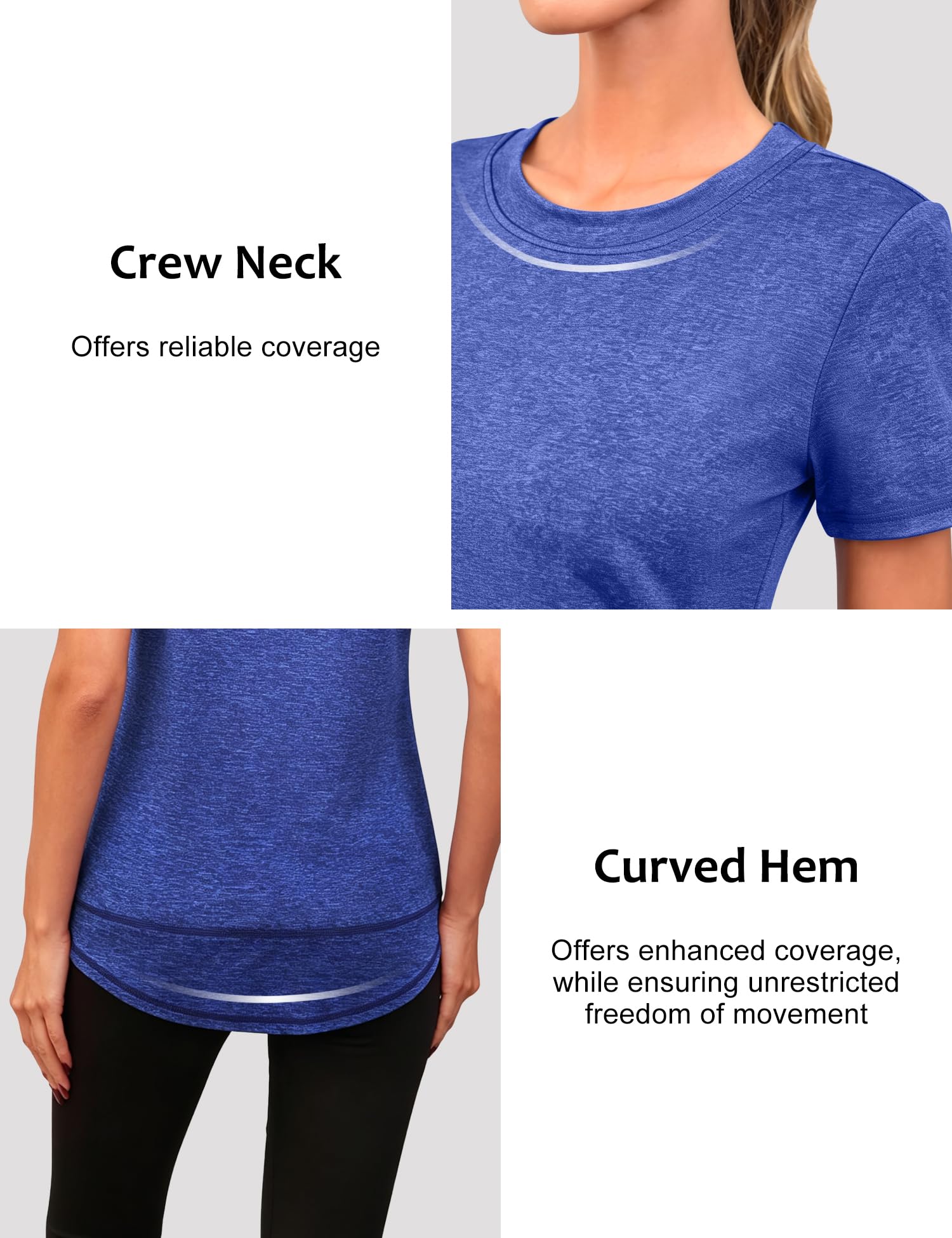 Camiseta Deportiva Mujer Slim Fit Camisetas de Manga Corta Ropa Deporte Secado Rápido para Yoga Running Fitness