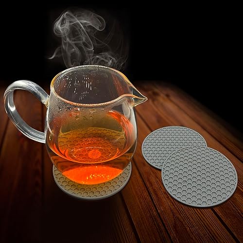 Vista 41 de TENOC Alfombrillas de silicona antideslizantes, resistentes al calor y atrapadoras de agua, para vasos de agua, tazas de té, tazas de café, platos