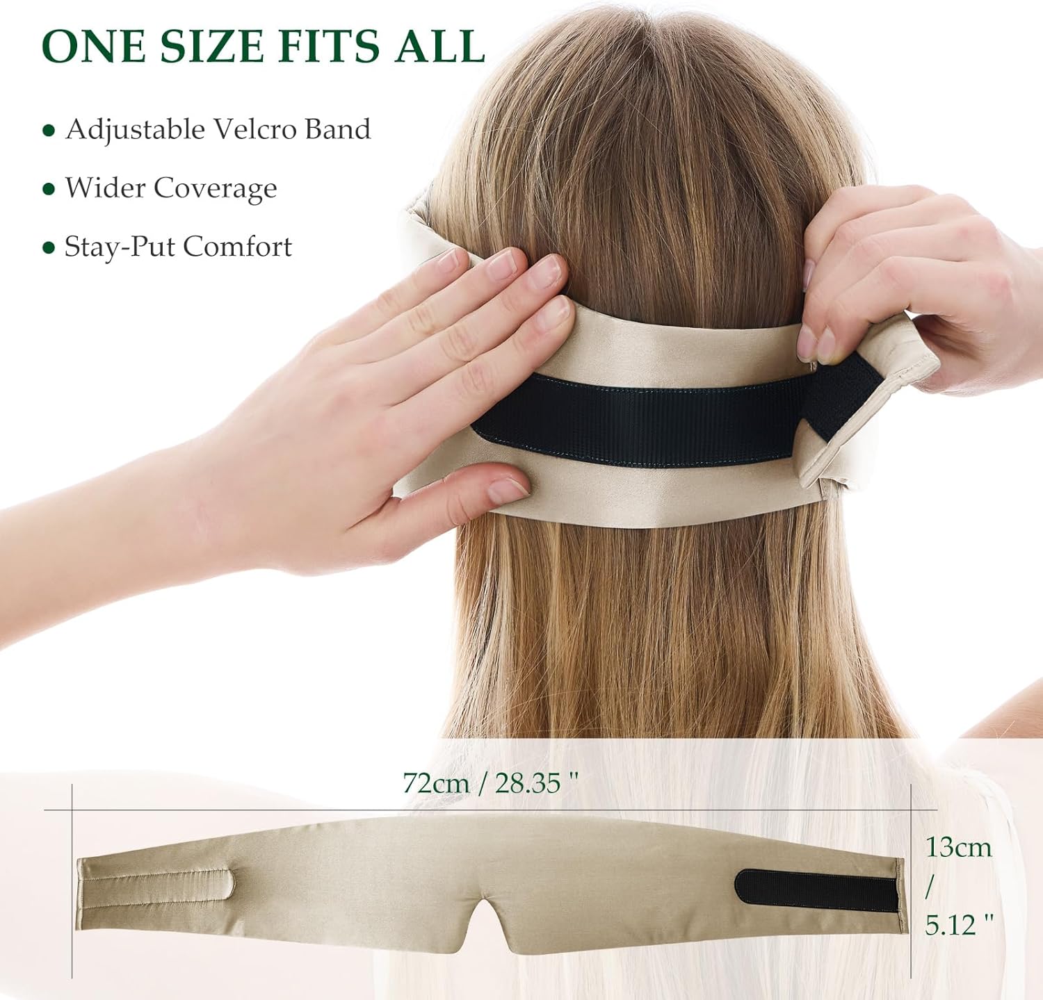 100% Mulberry Silk Sleep Mask, Large Size Travel Eye Masks for Side Sleepers, Adjustable Sleeping Mask for Women and Men, 100% Blackout Eye Mask for Sleeping Champagne - Image 5