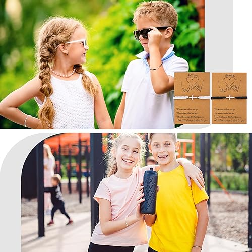 Miniatura 6 de Sasylvia 50 juegos de pulseras de cruz a granel cristiano Jesús de la amistad, pulsera ajustable con tarjeta de cruz religiosa, dije de cruz,