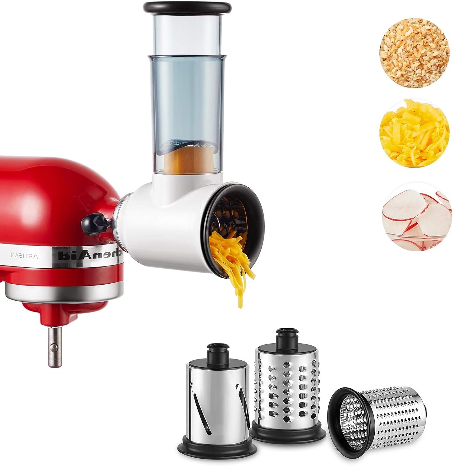 Blue Cheese Grater Slicer Attachment for Kitchen aid Stand Mixer with 3 Blades