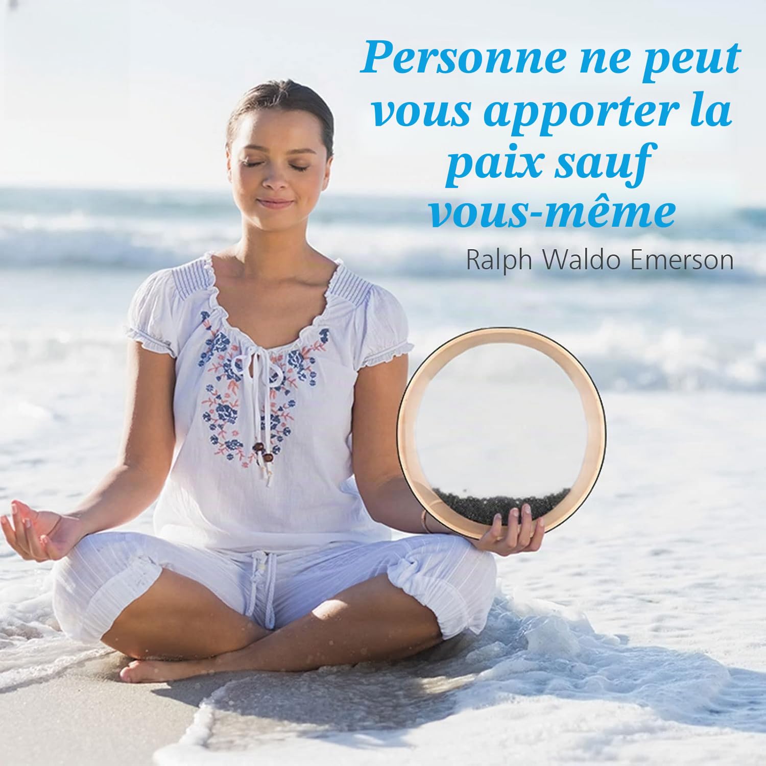 Tambour océanique de 25,4 cm, tambour sonore de 25,4 cm pour méditation et relaxation, tambour de pluie de couleur naturelle pour soulager le stress, instruments de guérison sonore de l'océan pour