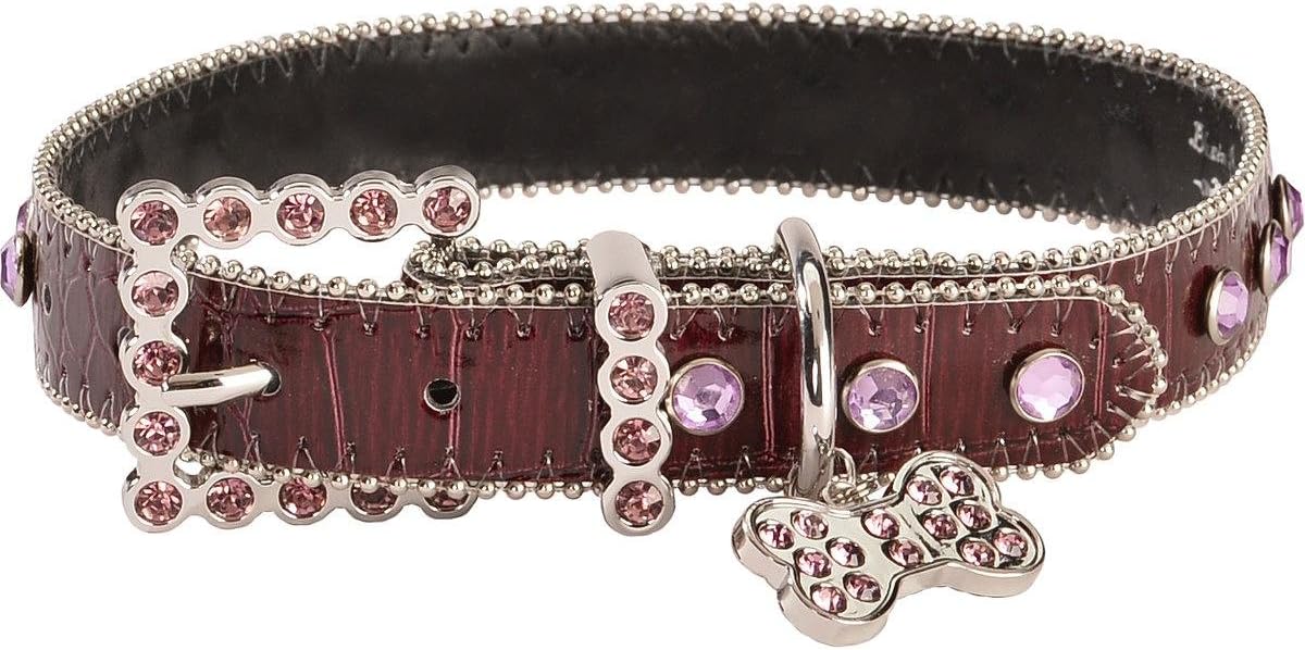 Blazin Roxx Unisex Croc Print Rhinestone Dog Collar M/L Purple Large