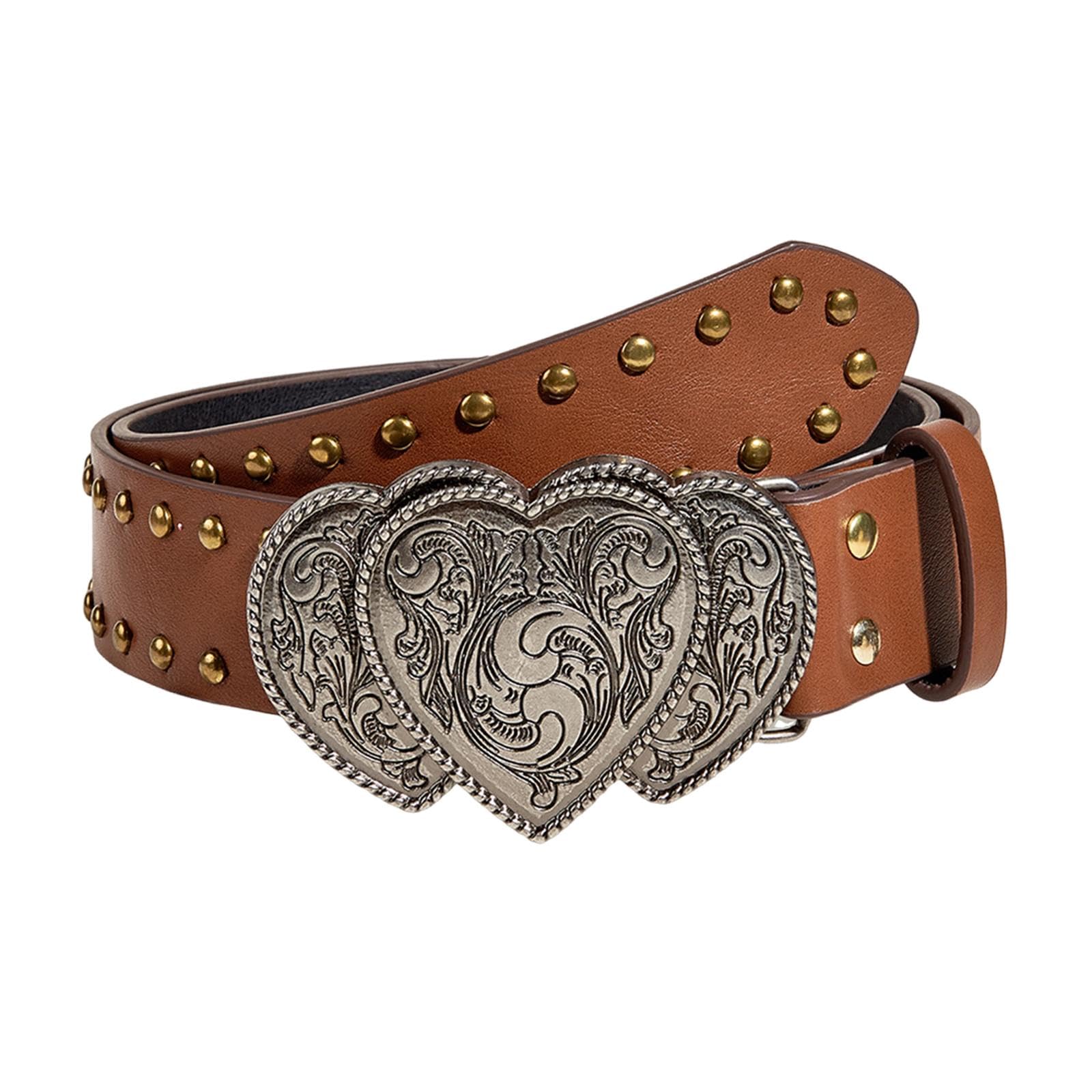 Cintura da Donna in Finta Pelle, Stile Western, da Cowboy, da Cowgirl, con Design retrò, Larga 3,8 Cm, Ideale Come Regalo per Feste, Marrone