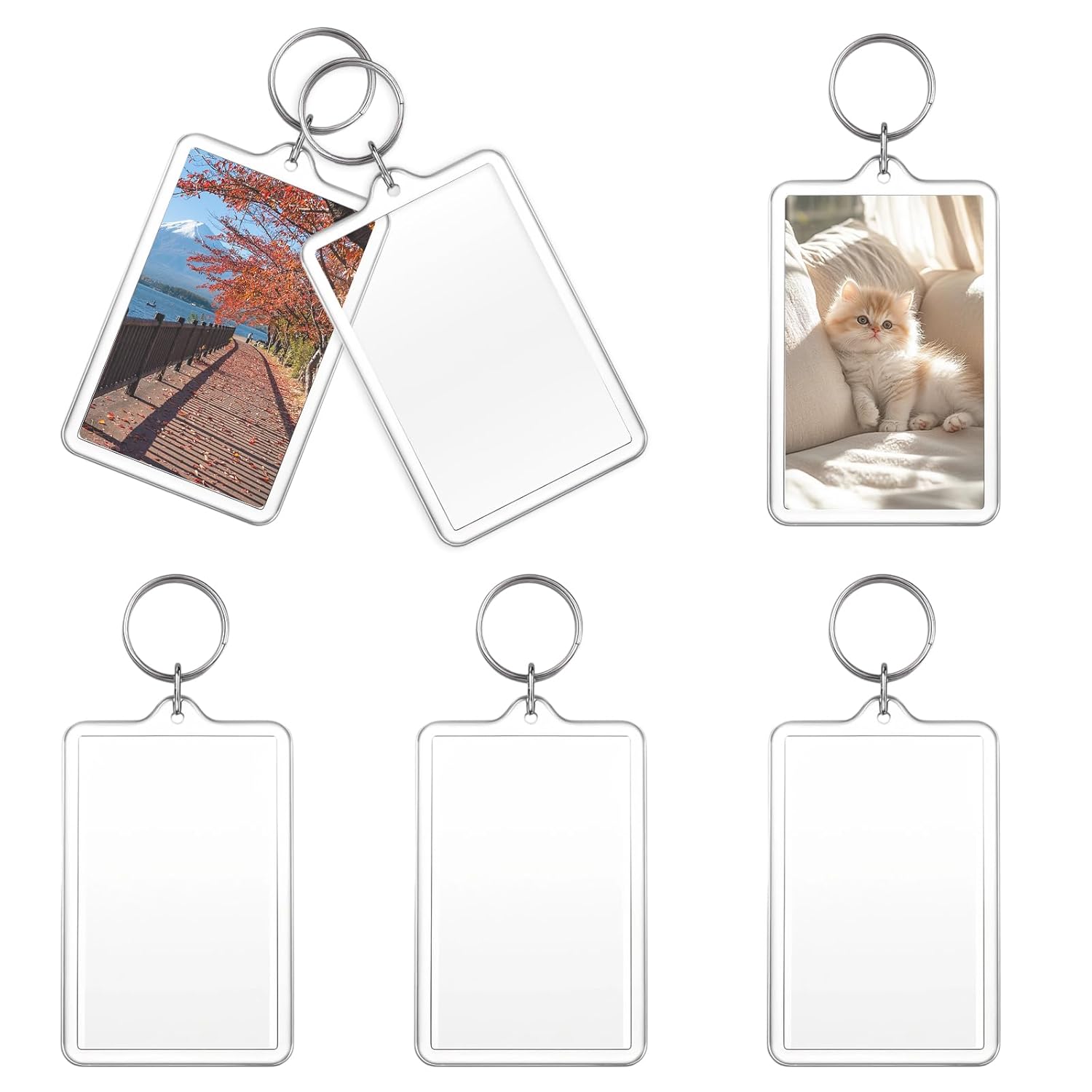 6Pcs Photo Keychain Acrylic Transparent Picture Keychain Mini Insert Photo Keyring DIY Blank Clear Picture Frame Key Chain Holder for Custom Personalized Graduation Gifts...