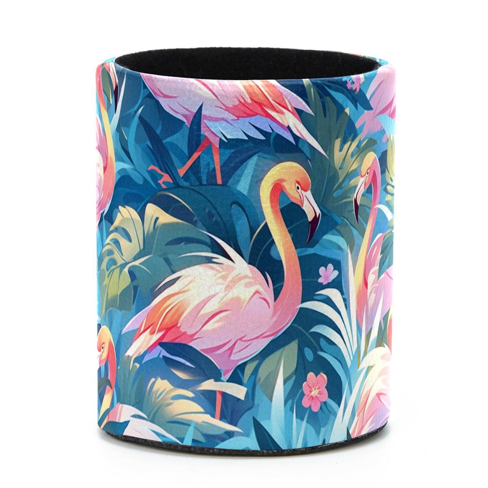 VAPOKF Round Pencil Holders for Desk, Flamingo Pen Holders Pen Pot Makeup Brushes Storage Desktop Stationery Supplies Organiser for Home Office