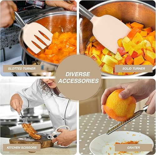 Miniatura 6 de AIKKIL Juego de utensilios de cocina de cocina, juego de espátula de silicona resistente al calor con soporte, 30 piezas de utensilios de cocina