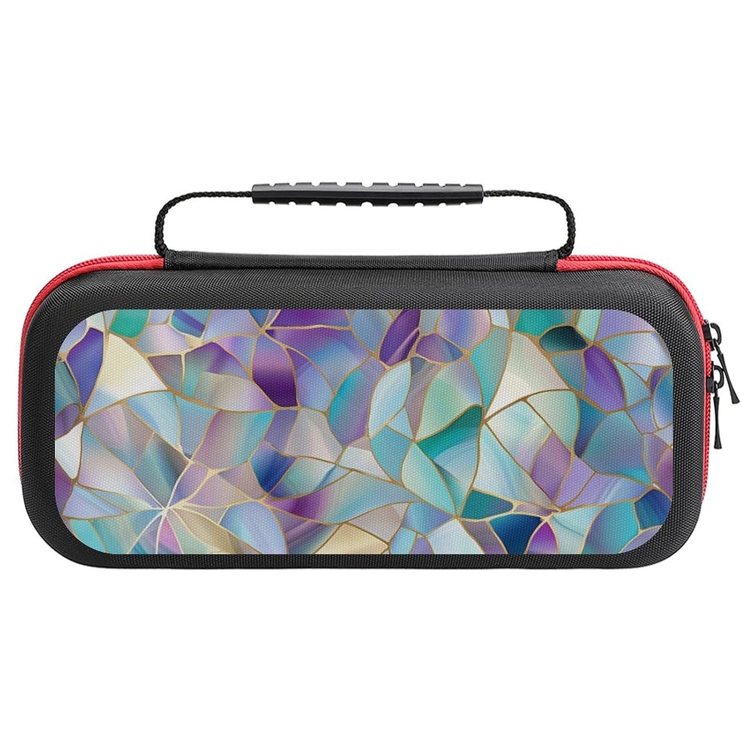 Bozfoxa Modern Stained Glass Print Compatible with Nintendo Switch Case, Cute Travel Carry Case Compatible with Nintendo Switch Lite/Oled Cases, Protective Cases with Pockets for Accessories & Games