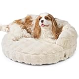 EHEYCIGA Small Dog Bed and Cat Couch for Puppy and Kitten - Fluffy Faux Rabbit Fur Pet Sofa with Washable Removable Cover, Waterproof and Non-Slip, 23 Inch Cream