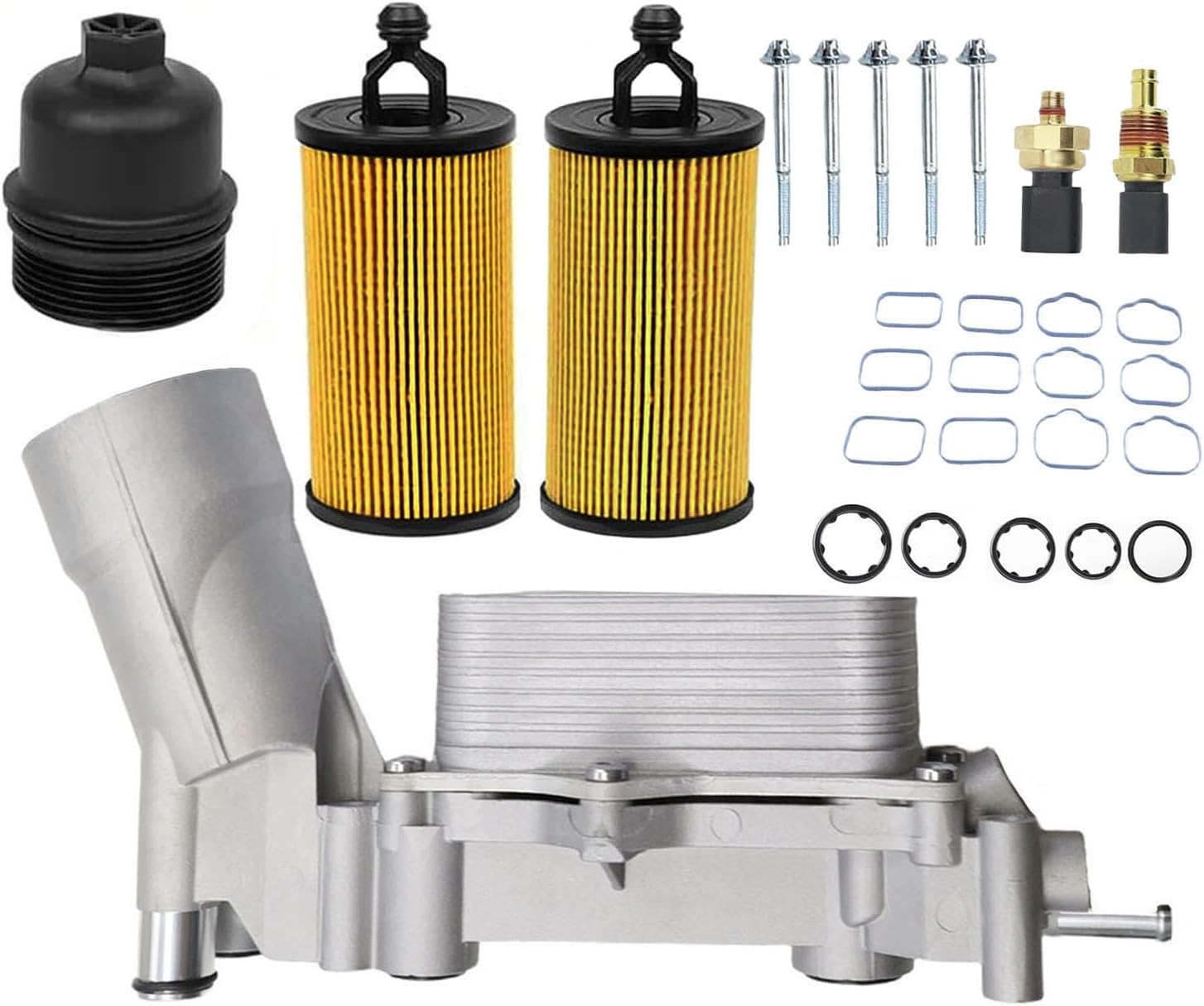 68596317AA Housing Oil Filter Assembly (2 Filters) Compatible with Dodge Challenger Durango Charger, Chrysler 200 300, Ram 1500-3500, Cherokee Wrangler 11-16 3.6L Replace OE 7B0115401 5184294AC