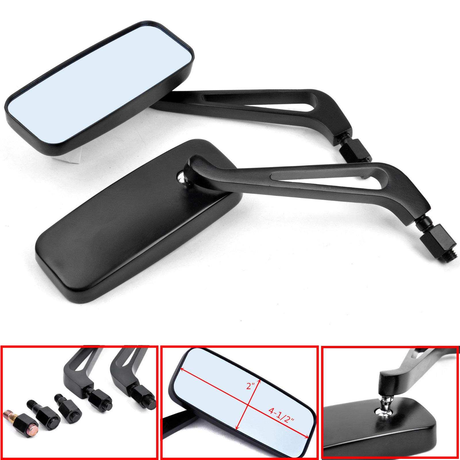 Amazon.com: Universal Black Rectangle Bobber Mirrors Blue Mirror