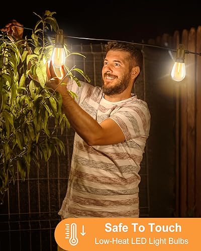 Miniatura 5 de Tira de luces solares para exteriores, cadena LED de 100 pies con energía solar, resistente al agua e inastillable, luces colgantes solares para