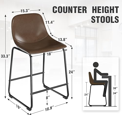 Miniatura 10 de TAVR Furniture Juego de 4 sillas de isla de piel sintética con respaldo que soportan hasta 500 libras para el hogar, cocina, comedor, bar,