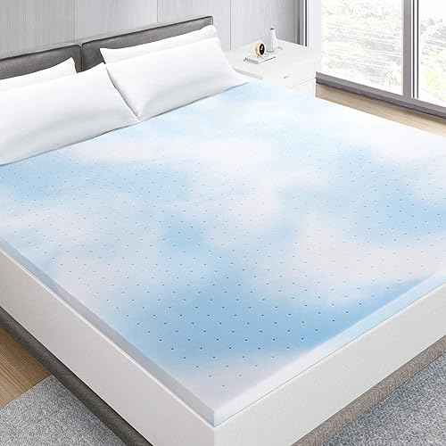 BedStory 2 Inch Memory Foam Mattress Topper Twin, Gel Swirl Foam Bed Toppers Ventilated Mattress Pad for Pressure Relieving