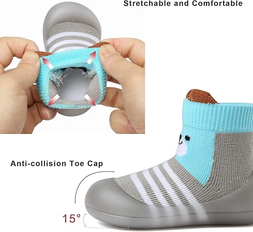 Miniatura 4 de Zapatos de calcetín de bebé para niños pequeños, suela de goma suave, antideslizante, para interiores, para niños y niñas