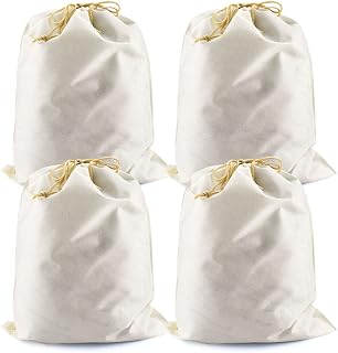 Set of 4 Dust-Proof Drawstring Non-Woven Fabric Handbag Storage Pouch Multi-Functional Bag Use for Handbags Purses Shoes Boots (Off-White)