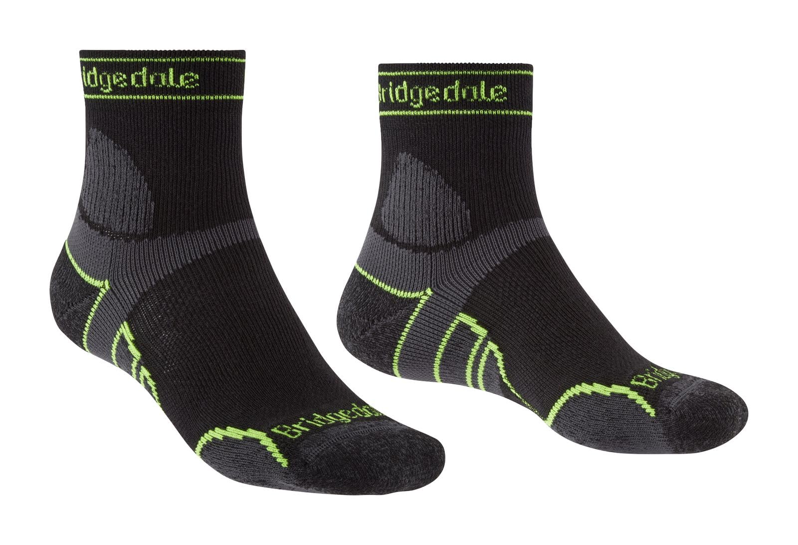 Bridgedale Men's Black Lightweight Merino Performance ¾ Crew Socks, Medium