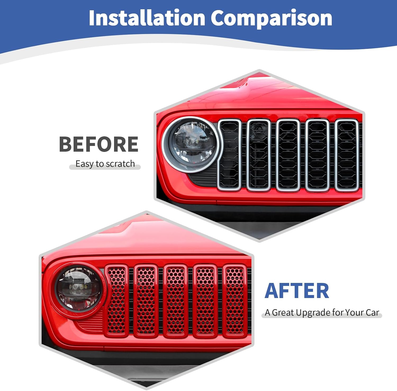 for 2024+ Jeep JL Red Grille Inserts Headlights Cover Trim for Jeep Wrangler JL JLU Gladiator JT 2024 up Red Exterior Accessories 11pcs
