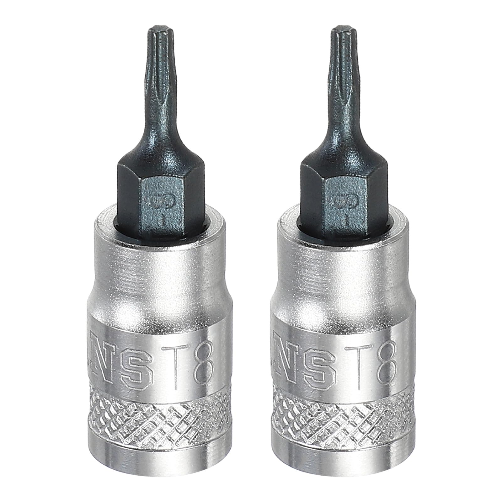 sourcing map 2Pcs Torx Bit Socket 1/4" Drive T8 S2 Steel Torx Head Screwdriver Drill Bits CR-V Steel Socket Adapter for Home Auto Axle Hex Nuts Bolts Repair
