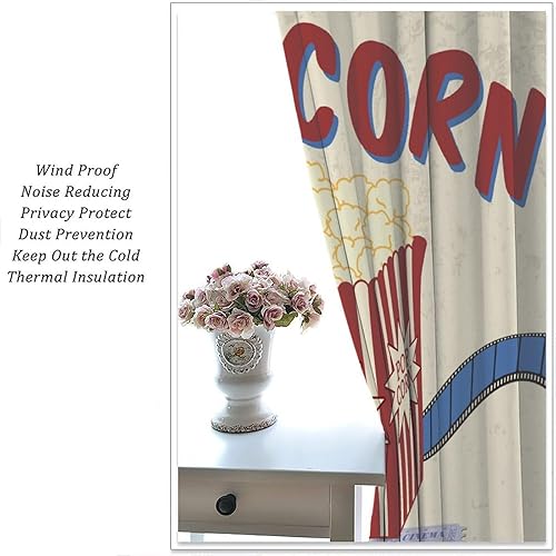 Miniatura 28 de Cortinas opacas para cine en casa, diseño retro moderno, tiras de película de palomitas de maíz para cámara de película, bolsillo para barra,