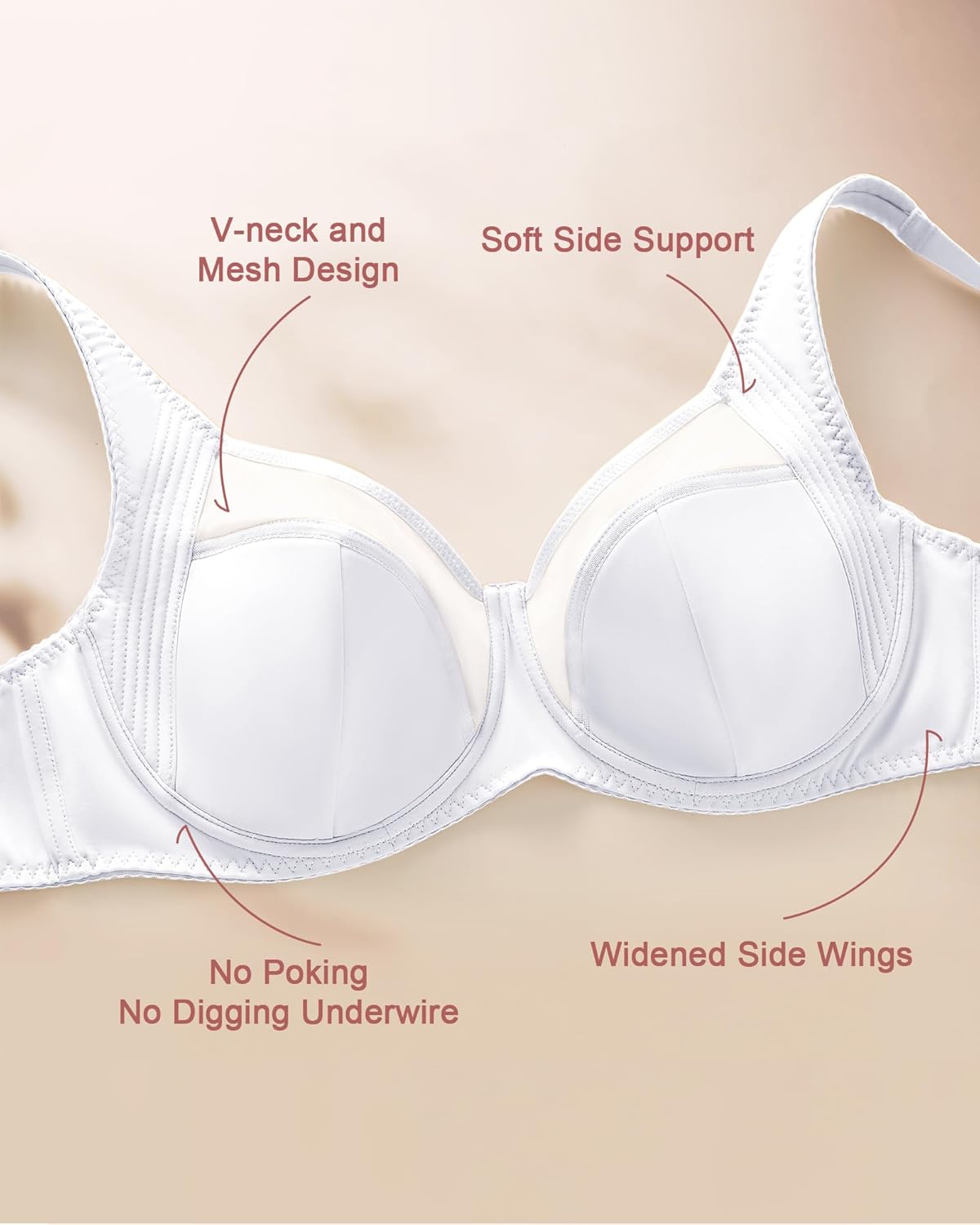 Minimizer Bra for Women, Full Coverage Bras with Underwire, Plus Size Mesh Bralettes for Large Breasts - Image 6