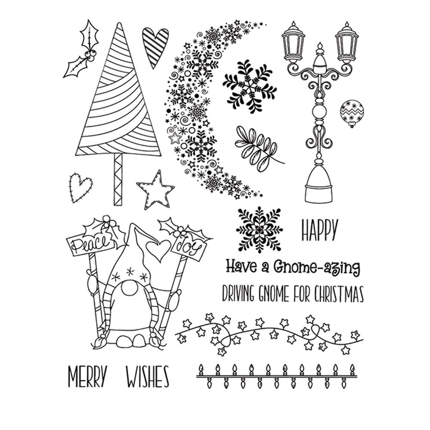Arriettycraft Type 4 Merry Christmas Gnome Snowflakes Baubles Clear Stamps For Cards Making Decoration And Scrapbooking Rubber Stamps For Craft