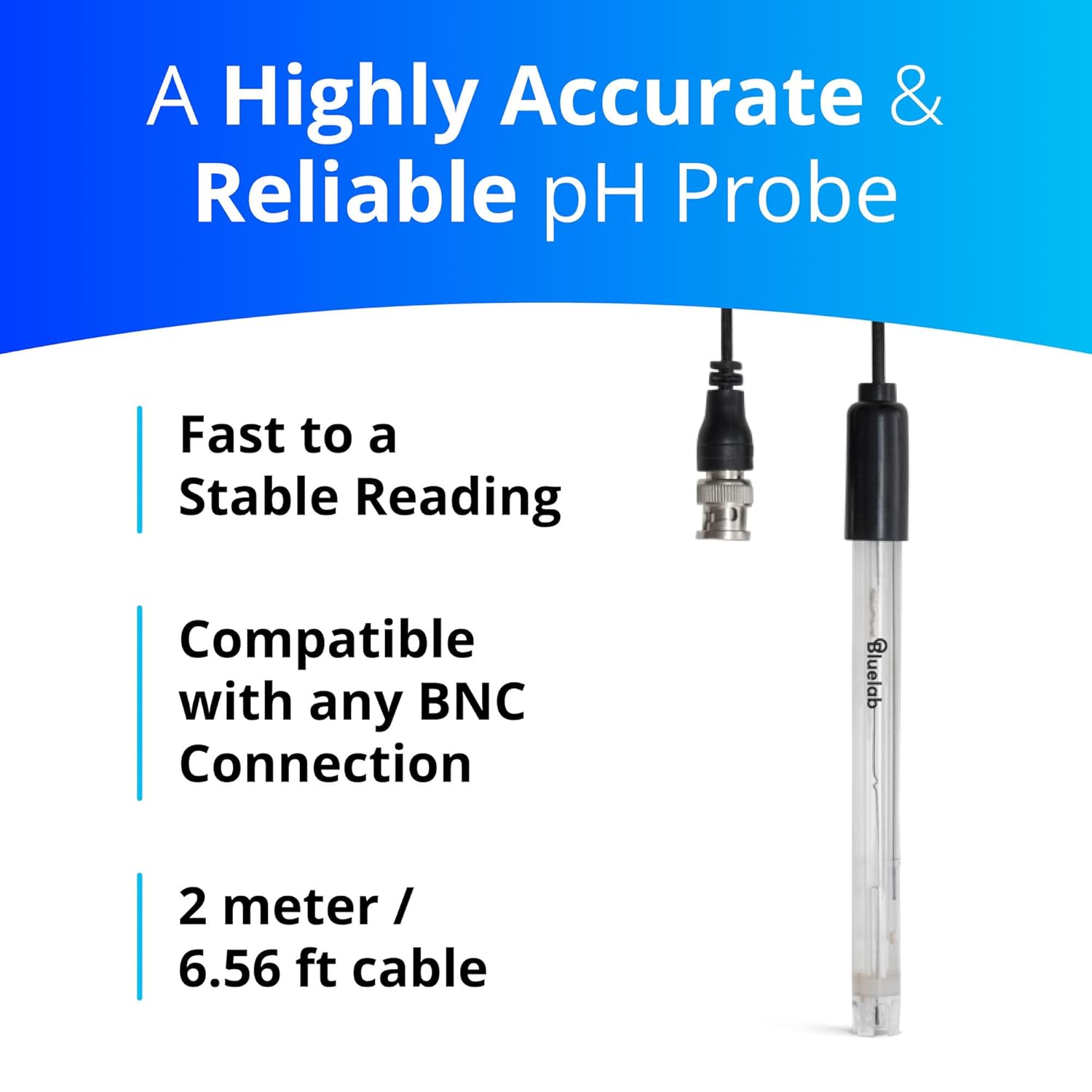 Bluelab PROBPH pH Probe for Water, Replacement Electrode for Meter, Monitor, and Controller with Easy Calibration, Tool for Hydroponic System and Indoor Plant Grow