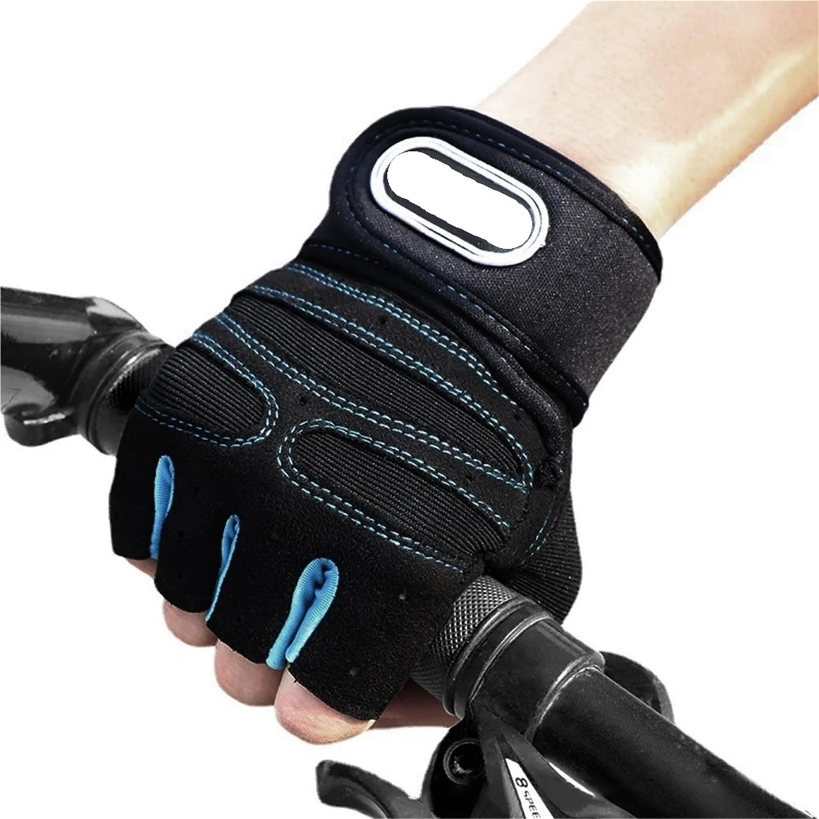 Rękawiczki z odkrytymi palcami, 2 pary damskich rękawiczek rowerowych bez palców(Black Blue,X Large)