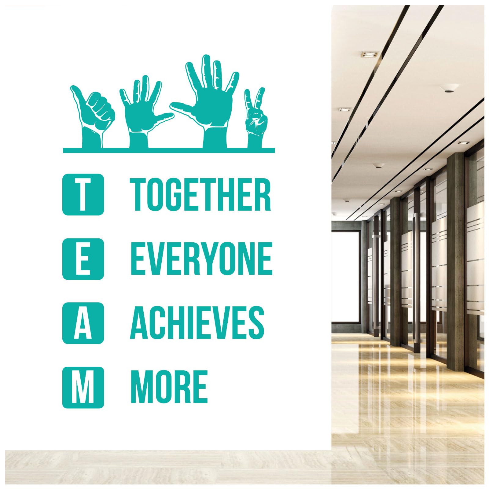 Team - Together Everyone Achieves More - Wall Quote, Office, Corporate, Corridor Wall Art Sticker [XXLarge] [Turquoise]