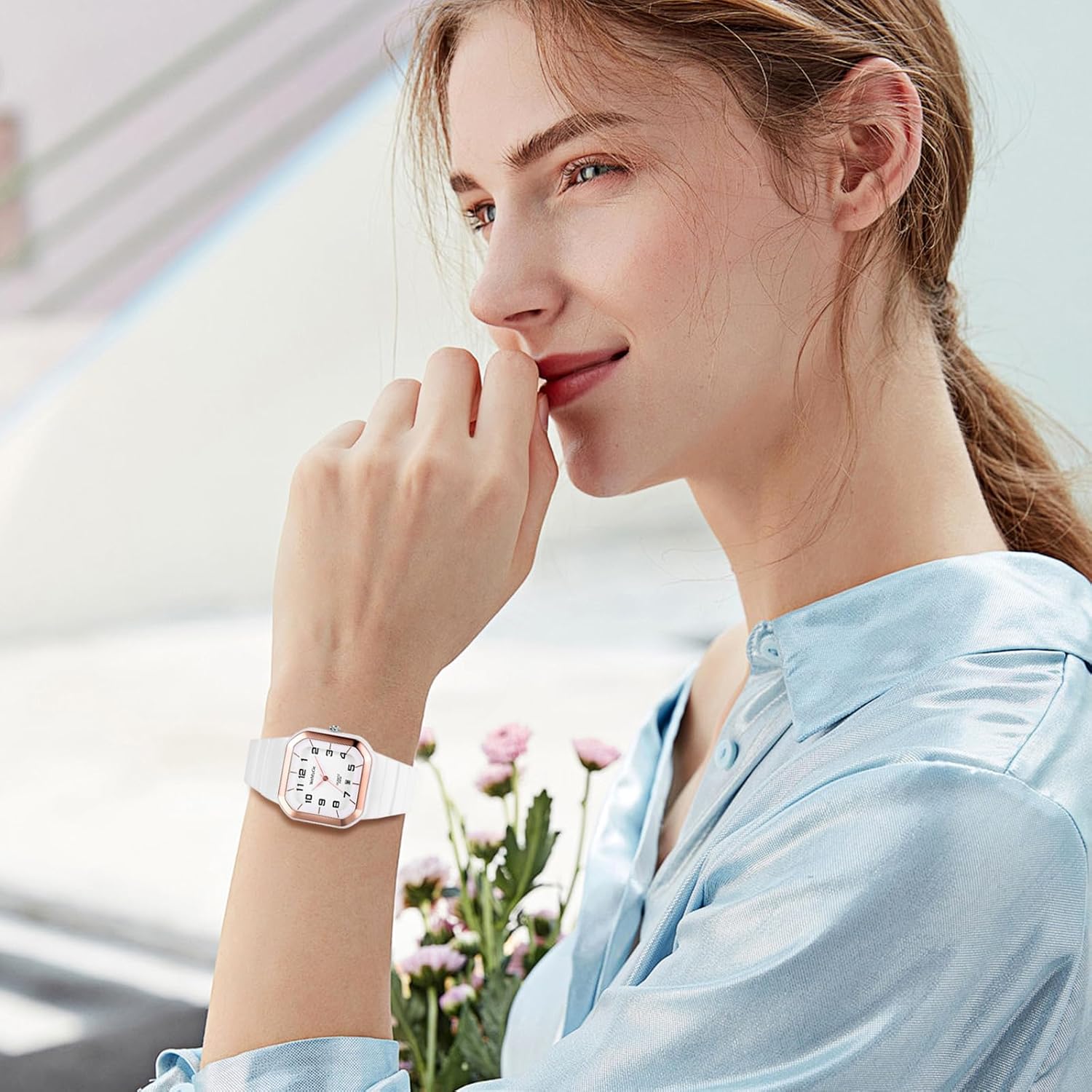 Avaner Women's Silicone Square Watches: Analog Quartz Soft Band Sports Wrist Watch with Date - Image 4