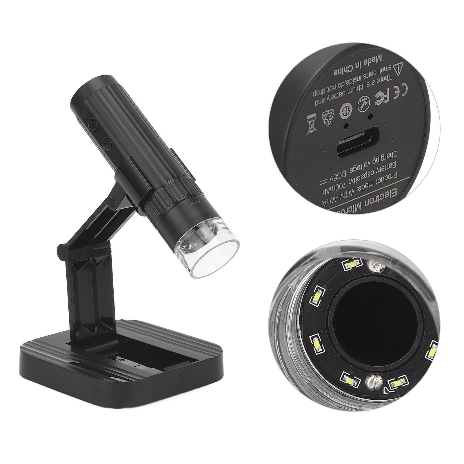 Dpofirs Microscopio Digitale Portatile Portatile WiFi 1000X HD 1080P Strumenti di Test di Manutenzione Pieghevoli per Studenti/genitori, Materiale ABS