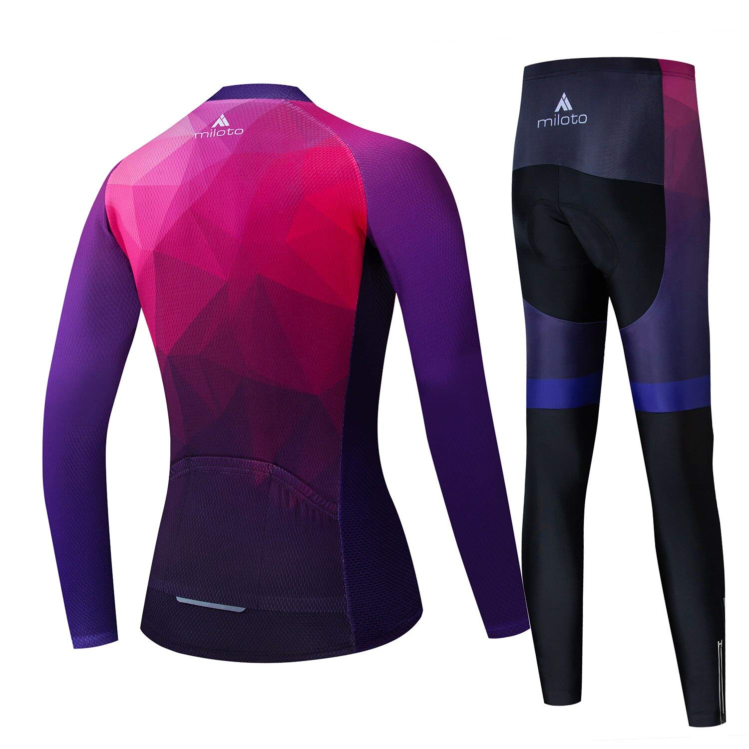 Miloto Cycling Jerseys Team Bike Shirts Women Biking Clothing Bicycle Long Sleeve Sets (X-Large) Red