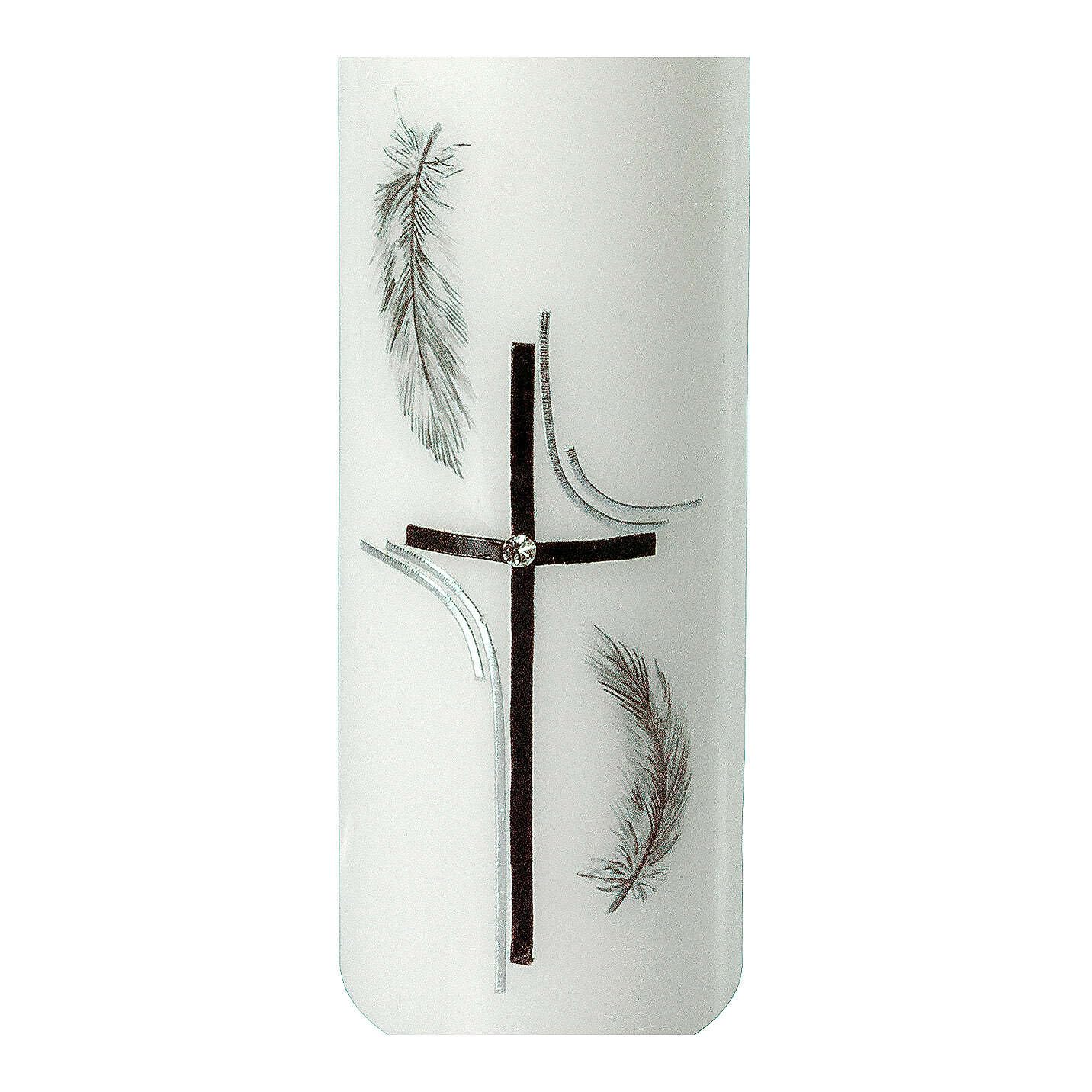 Funeral Candle with Black Feathers 16,5x5 cm