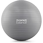 Core Balance Exercise Ball for Workouts, Anti-Burst and Slip Resistant, Swiss Yoga Ball for Pregnancy, Stability, Fitness and Physical Therapy, 4 Sizes, with Pump (25 / 65cm Grey)