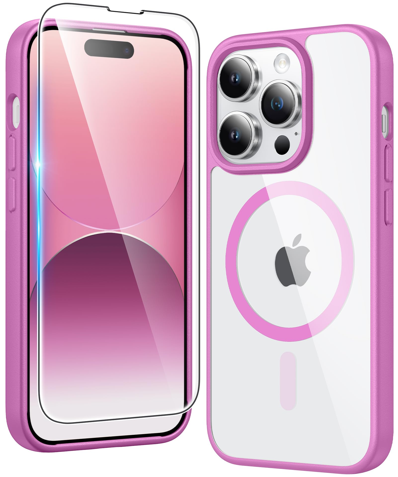 FNTCASE for iPhone 14 Pro-Max Case Compatible with Magsafe Clear Phonecase | Screen Protector, Military Grade Drop Protection, Slim Magnetic Phone Cases, Shockproof Bumper, Transparent Cell Cover