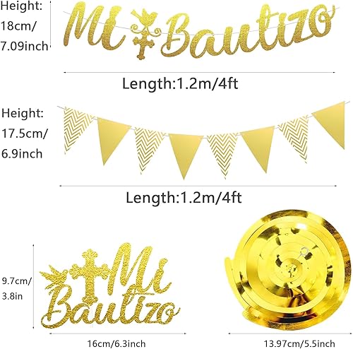 Miniatura 2 de Mi Bautizo Decoracion para Bautizo de Niño, purpurina dorada Mi Bautizo, decoración para pastel de primera comunión, decoración de baby shower,