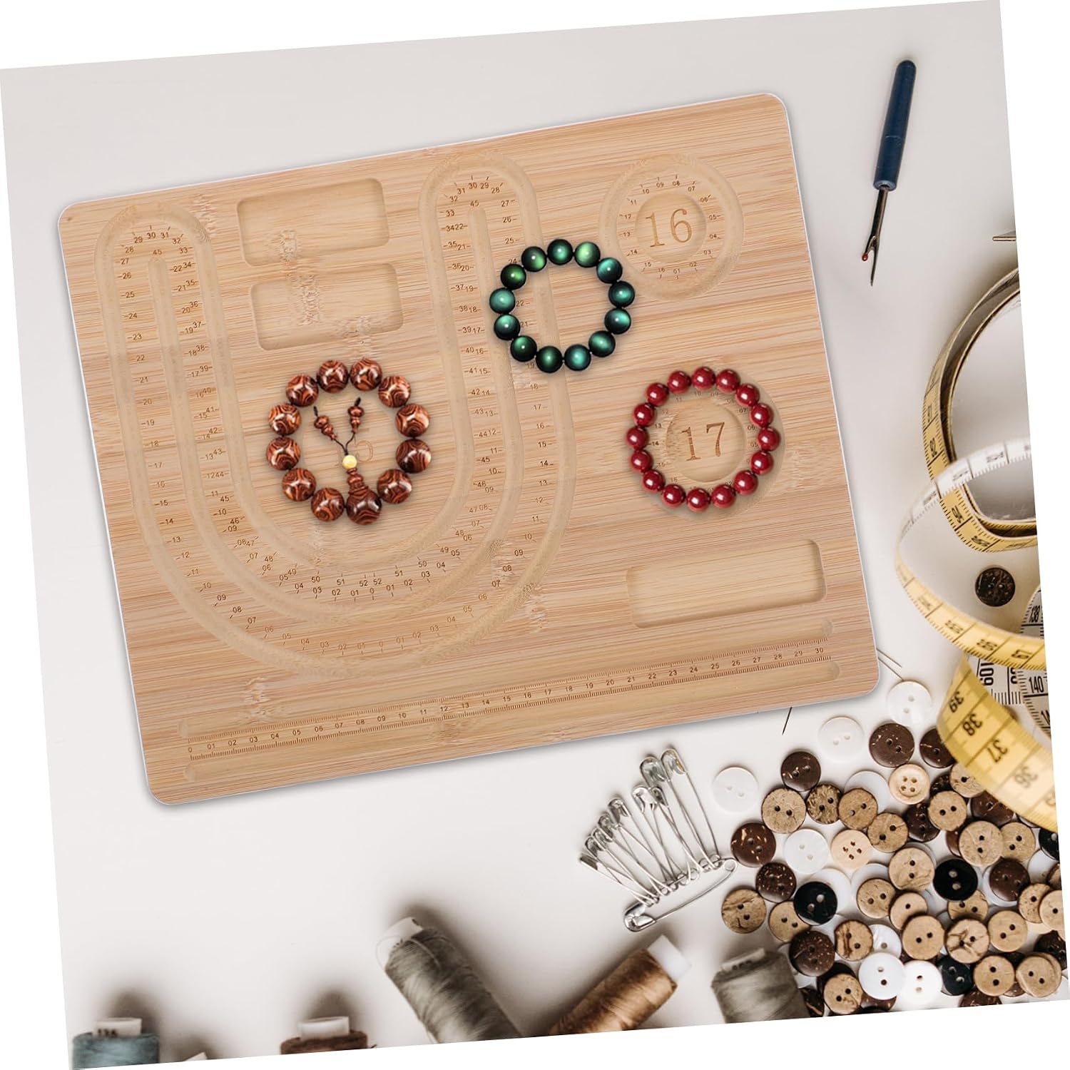 Wood Bead Tray Jewelry Making Board for DIY Bracelet Design