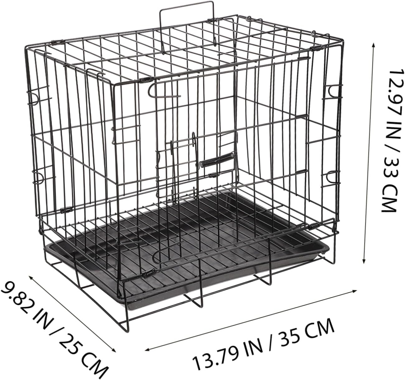 Pet Iron Wire Crate Folding Bite-Resistant Dog Cage Medium Small with Tray Black 35# Suitable for Training and Indoor Outdoor Use