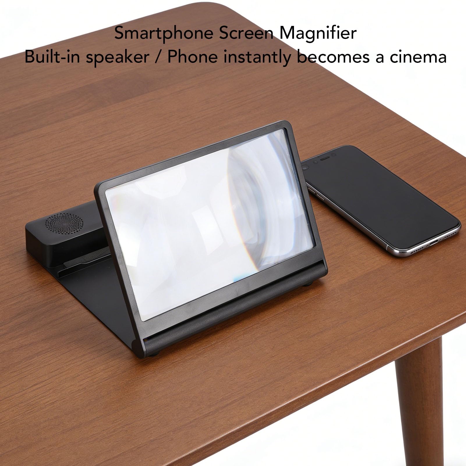 Cuifati Loupe D'écran de Smartphone avec Haut-Parleur Bluetooth, Agrandisseur D'écran de Projecteur de Téléphone Portable 3D HD, Support de Téléphone de Loupe pour Films,