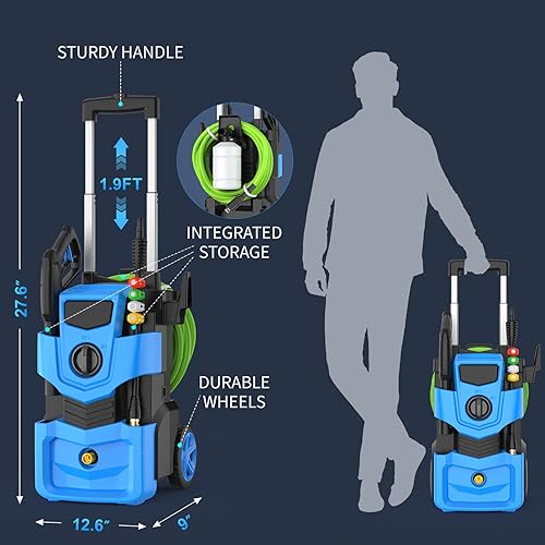 Miniatura 8 de Limpiador a presión con manguera de extensión flexible de 33 pies + cable de alimentación de 34 pies, 4 boquillas, cañón de espuma, el mejor