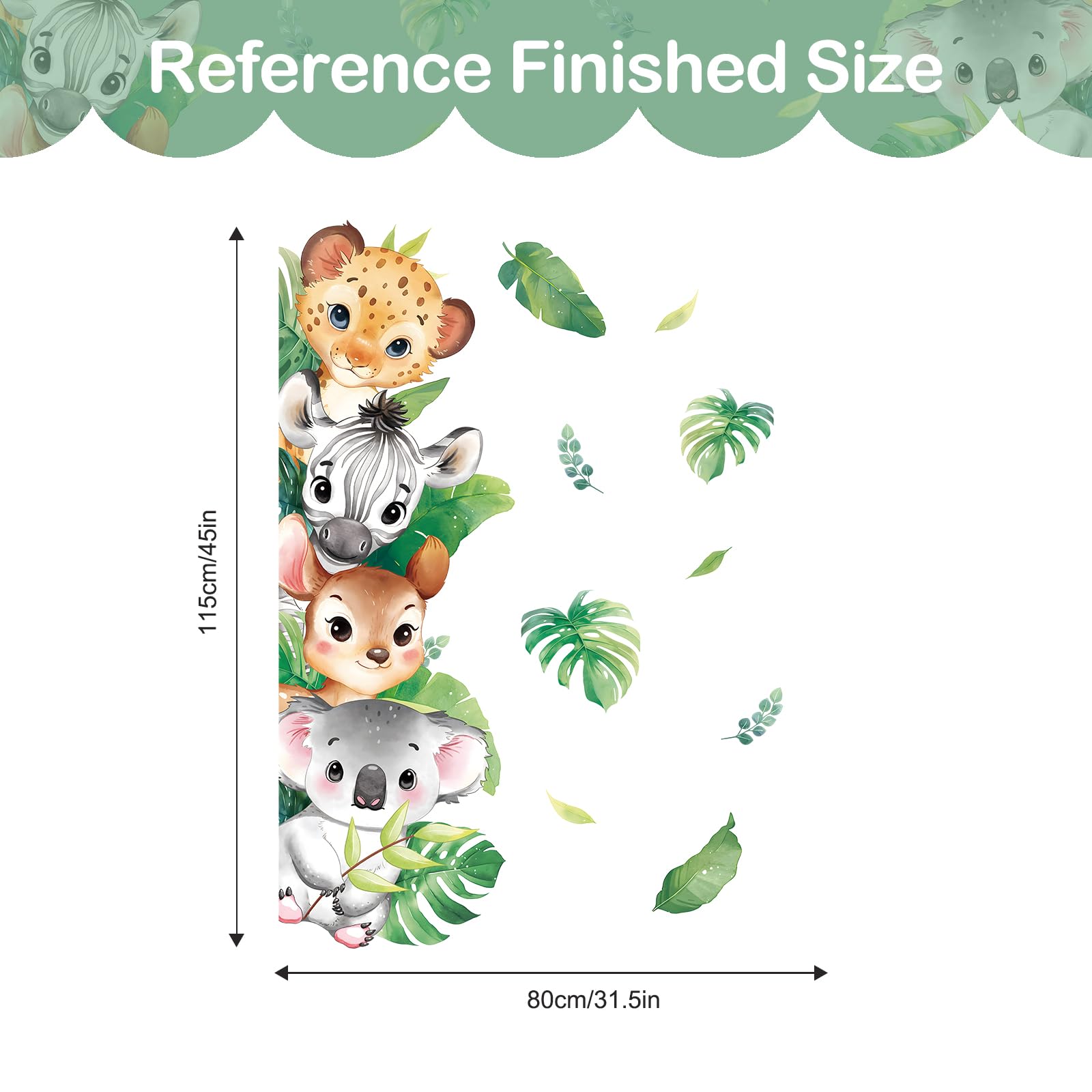 Tanlaby Jungle Animals Wall Stickers Woodland Leopard Deer Zebra Wall Decals Safari Peel and Stick Art Decor for Baby Nursery Kids Bedroom Playroom Daycare Kindergarten - Image 4
