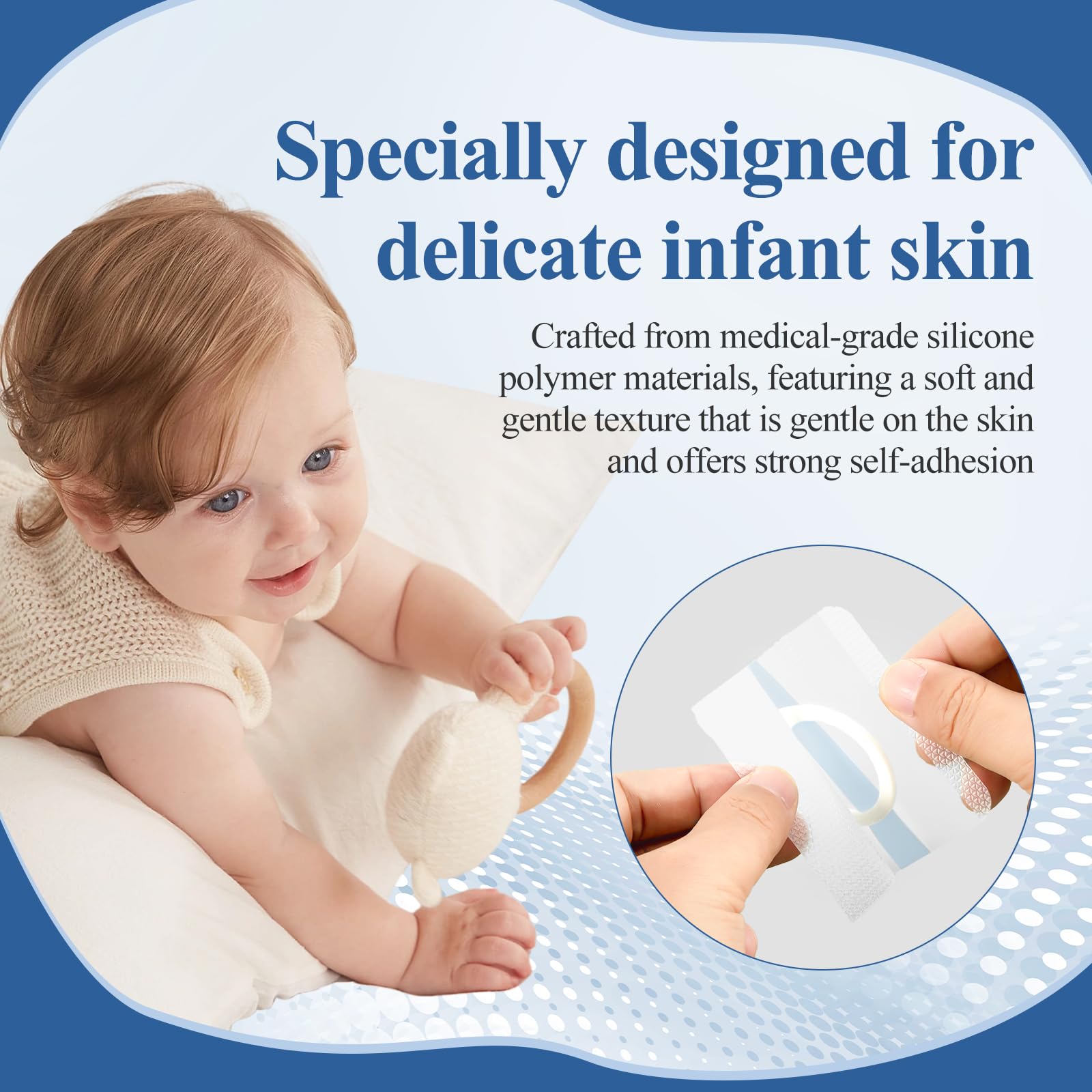 15 cerotti per ombelico per neonati (8 x 8 cm) – Impermeabili per ombelico traspirante, delicata protezione per ombelico per neonati e neonati, in cotone bianco - 5