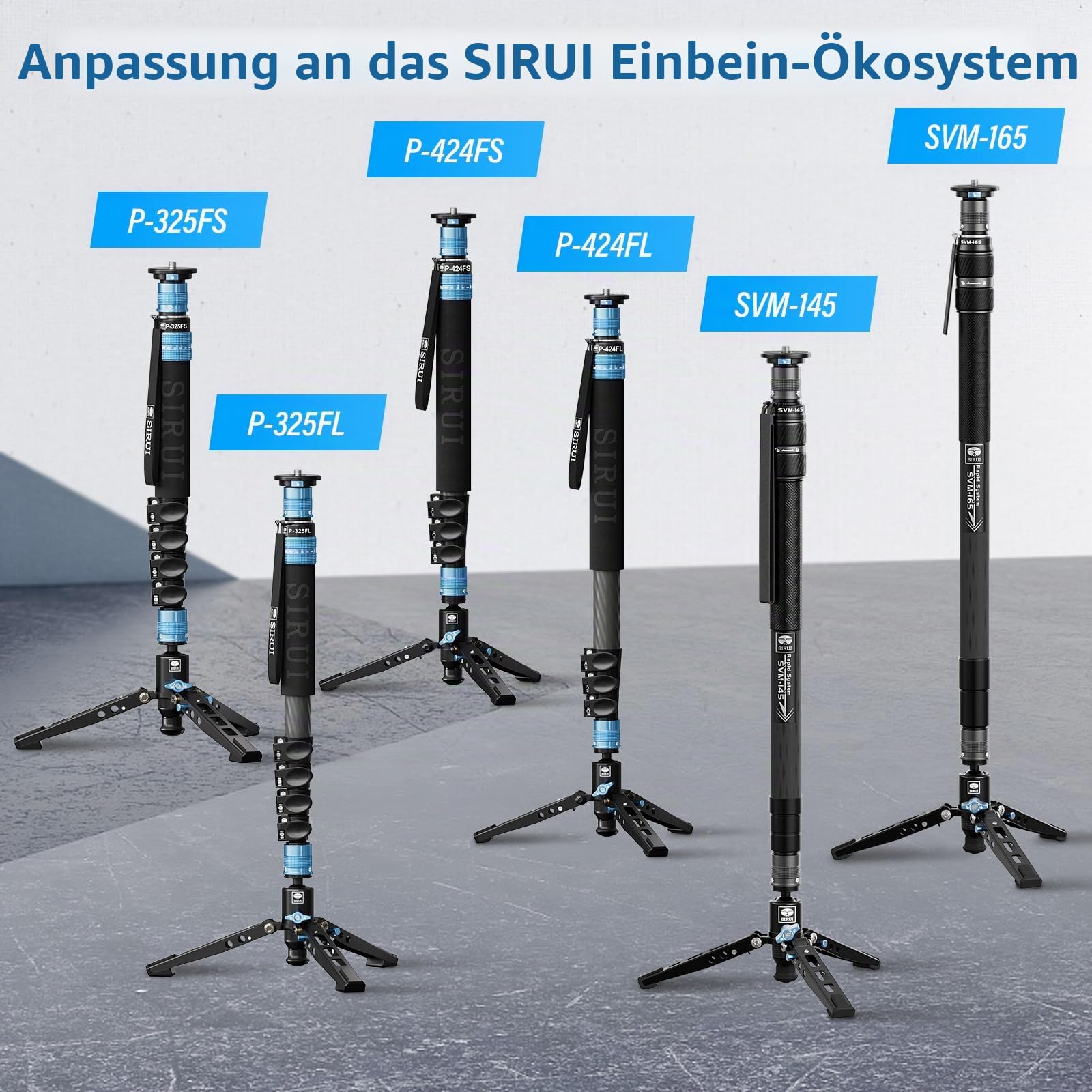 SIRUI SVM-E Kohlefaser-Verlängerungsstange für Kamera-Einbeinstativ der P-Serie und SVM-Serie, 32 cm (12,6 Zoll), 0ne-Abschnitt, Schnellwechsel-Verlängerungsrohr
